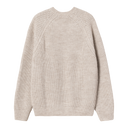 Back view of the Carhartt WIP FIRTH SWEATER - FLEUR DE SEL featuring a knit texture and raglan sleeves.