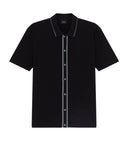 PS PAUL SMITH ZEBRA SS BUTTON FRONT POLO - BLACK