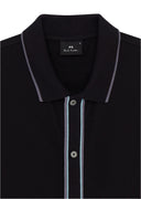 PS PAUL SMITH ZEBRA SS BUTTON FRONT POLO - BLACK