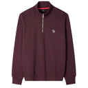 PS PAUL SMITH HALF ZIP SWEAT - BURGUNDY