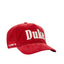 Red cap with 'Duke' text on a gray background