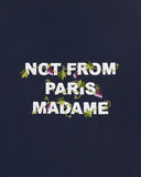 Drôle De Monsieur Vine Embroidered Slogan Tee - Navy