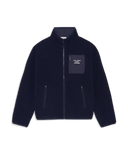Drôle De Monsieur Slogan Zipped Sherpa Jacket - NAVY