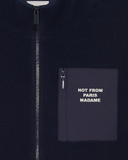 Drôle De Monsieur Slogan Zipped Sherpa Jacket - NAVY