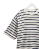 WAX LONDON MILTON WAFFLE TEE- ECRU / MULTI