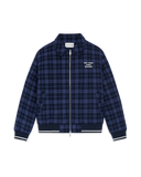 Drôle De Monsieur Check Flannel Jacket With Slogan - Navy
