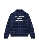Drôle De Monsieur Check Flannel Jacket With Slogan - Navy
