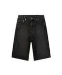 DAILY PAPER LAZER MONOGRAM DENIM SHORTS - BLACK