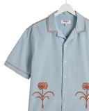 WAX LONDON KEATS SHIRT - LIGHT BLUE / RUST