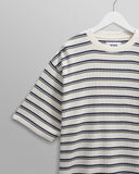 WAX LONDON MILTON WAFFLE TEE- ECRU / MULTI